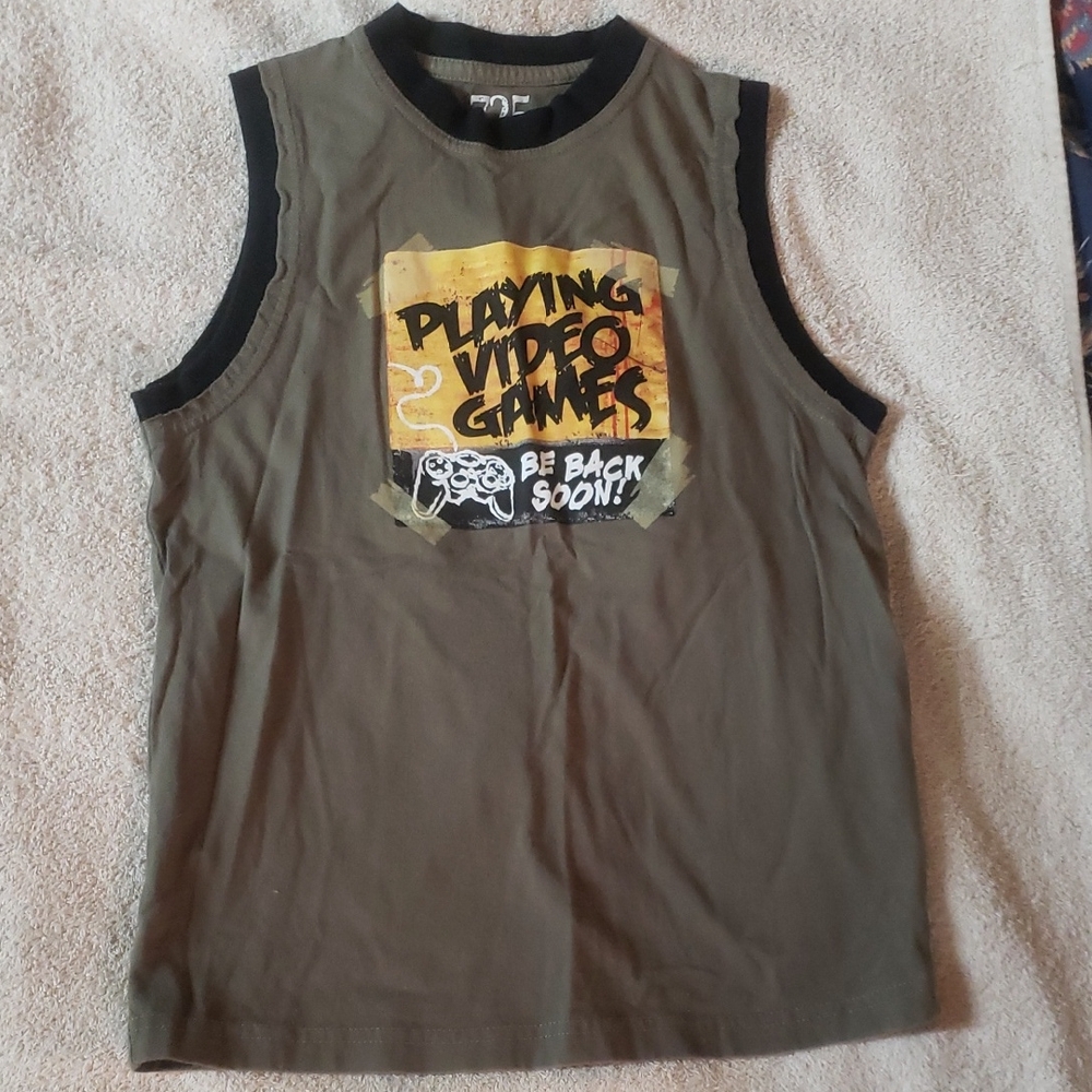 🔥4 For $20 - Kids Graphic Tank Top - Olive Green